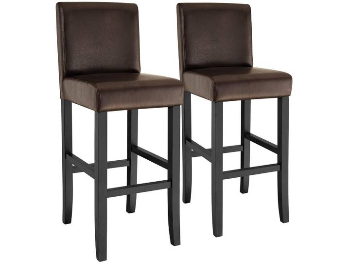 tectake Barhocker 2er Set Kunstleder, Sitzhöhe 76 cm, antikbraun, Braun, Leder, 40x107x41 cm, Esszimmer, Barmöbel, Barhocker