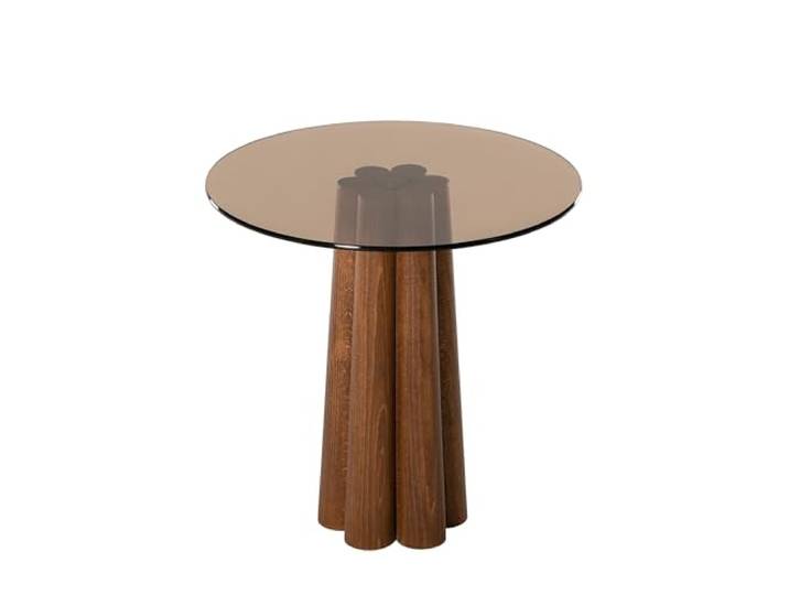 Hanah Home Moderner Couchtisch, 50 cm x 50 cm x 50 cm, 100% gehärtetes Glas & Buchenholzgestell, Bronze- & Walnuss-Finish Stilvolles & funktionales Design für jeden Raum