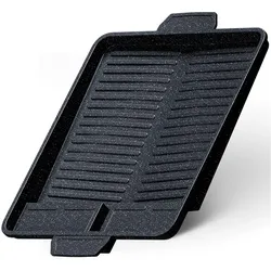 Grillplatte Aufsatz eckig 37x26 cm, antihaftbeschichtete Grillpfanne, BBQ Zubehör universal