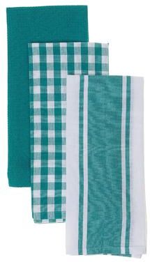 IH Casa Decor 3 Pack Kitchen Towel Set Teal Plaid