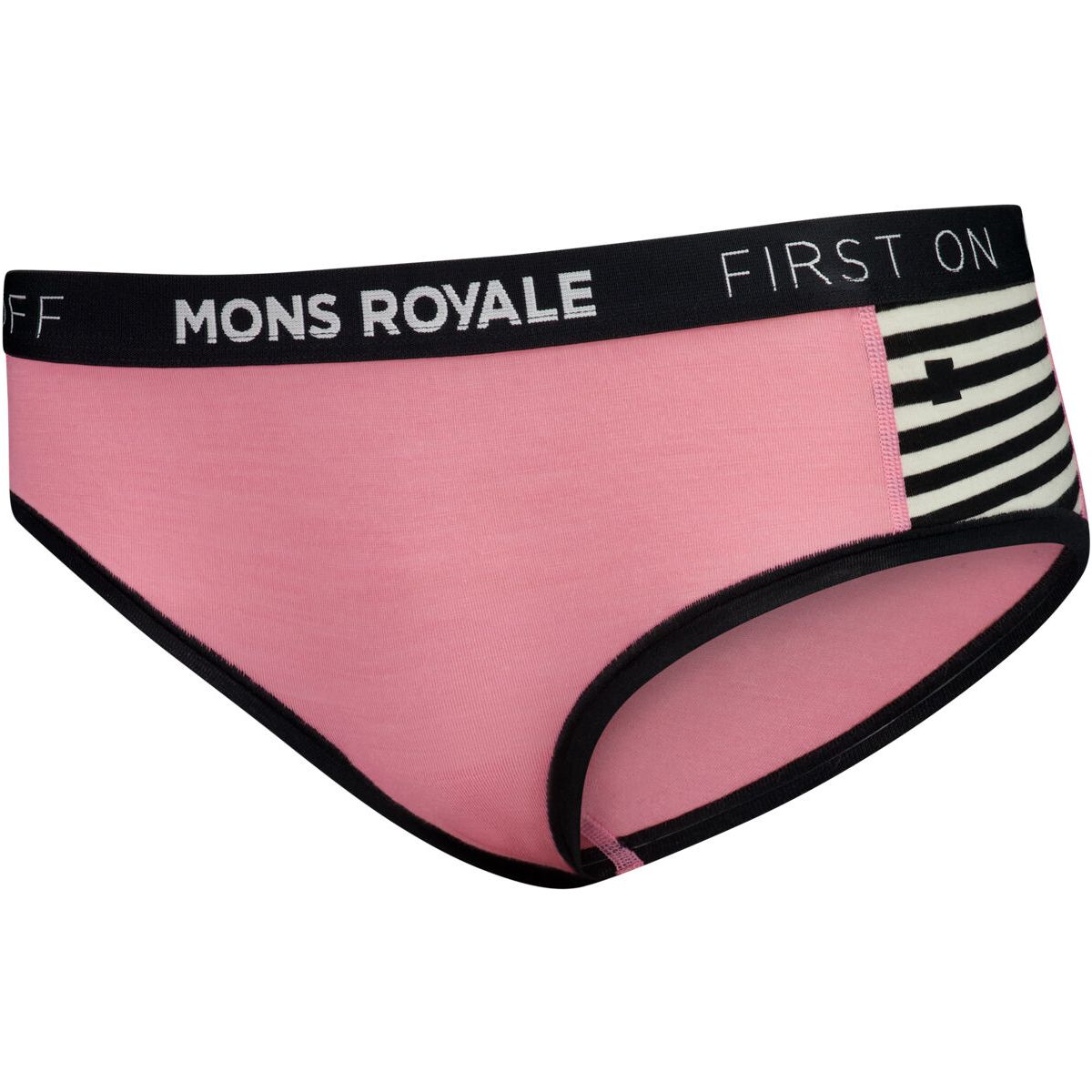 Mons Royale Womens Sylvia Merino Boyleg flamingo / mr stripe (1018) S 100043-1169-1018-S