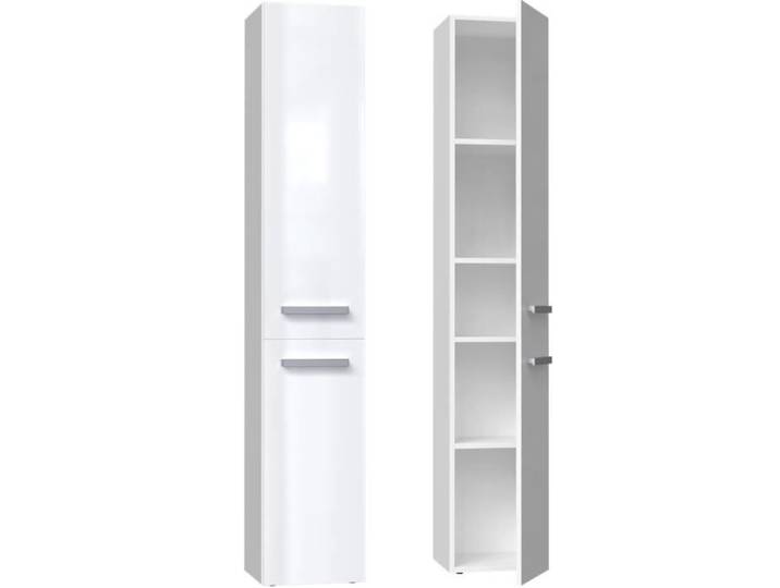 Armoire de salle de bains - NEL II - Blanc brillant - Colonne - Design contemporain