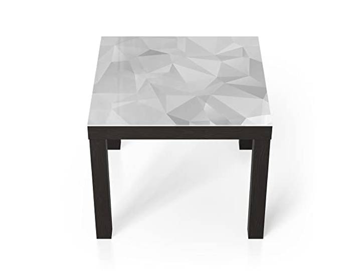 DEQORI Glastisch schwarz klein 55x55 cm Motiv Geometrisches Muster ausgefallener Beistelltisch aus Glas Hochglanz Couchtisch fürs Wohnzimmer moderner Couch Tisch mit Design