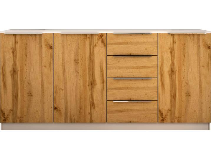 borchardt Möbel Oliva, Breite 200cm, moderne Kommode mit glänzenden Metallgriffen viel Stauraum, Türen und Schubladen, Einlegeböden verstellbar