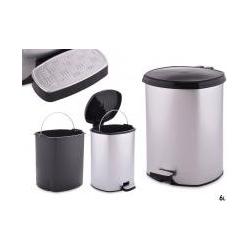 Berilo Kunststoff-Abfalleimer mit Pedal silber 6l (6 l) (47773372)