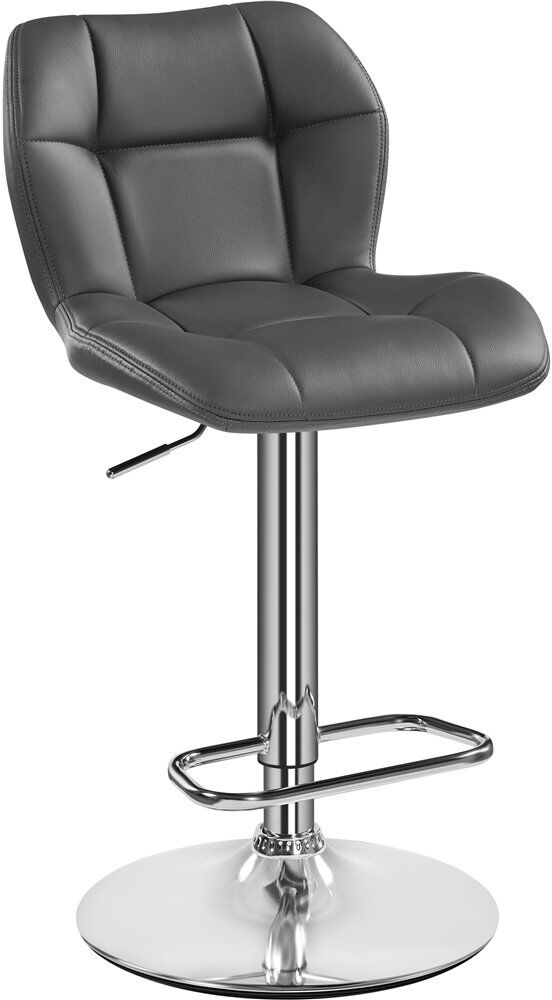 Metro Swivel Upholstered and Iron Adjustable Height Bar Stool with Iron Frame Grey 44cm W X 50.5cm D