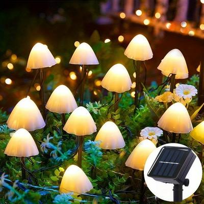 Outdoor Solar Garden Lights Outdoor LED Mushroom Light With 8 Functions, Solar Garden String Lights, Holiday Courtyard Decor Lamps purple 12leds 4.5meter