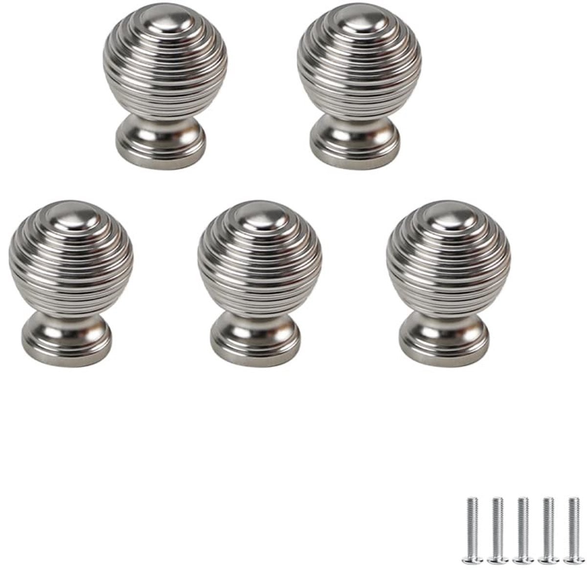 Solidchoice - Set van 5 RVS kastknoppen voor meubels