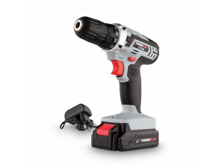 Powerplus Perceuse-Visseuse sans Fil POWC1071 - Tournevis 20V\, 1.3Ah Batterie\, Chargeur\, Mallette Outils\, Bois\, Pierre et Métal