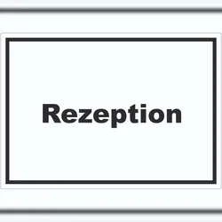 HB-Druck Rezeption Aufkleber mit Text Anmeldung Eingang waagerecht A4 (210x297mm)