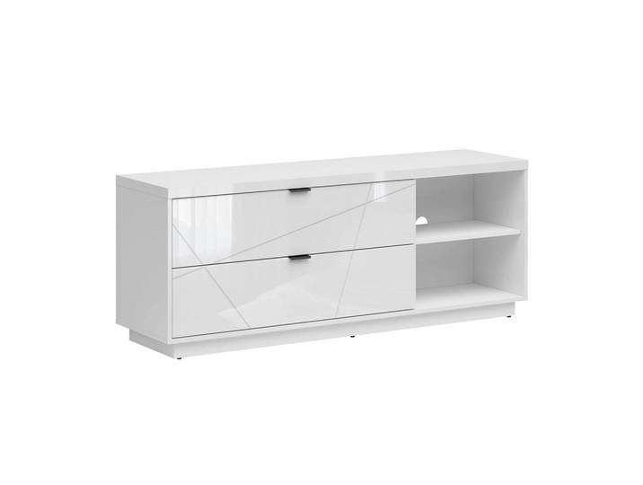 Petits-meubles Tv-Möbel Sven Weiß, Holzwerkstoff, 2 Schubladen, 156x61x43 cm, Wohnzimmer, TV Möbel, Lowboards, Lowboards stehend