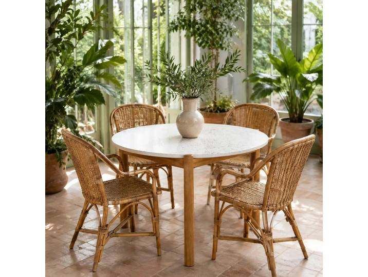 Table à dîner ronde terrazzo blanche ø120 BALI