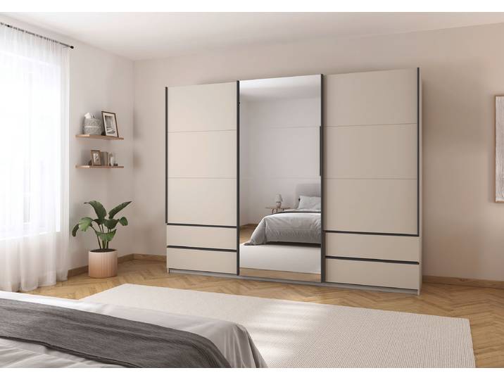 Armoire - Porte miroir 271cm Beige/Cachemire