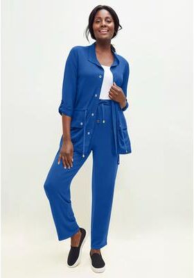 Plus Size Women's 2-Piece Stretch Knit Cargo Set by The London Collection in Dark Sapphire (Size 2X)
