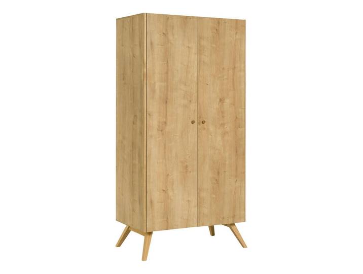 Petits-meubles Schrank 2 Türen Holz, Braun, 58x207.5x101 cm, Schlafzimmer, Kleiderschränke