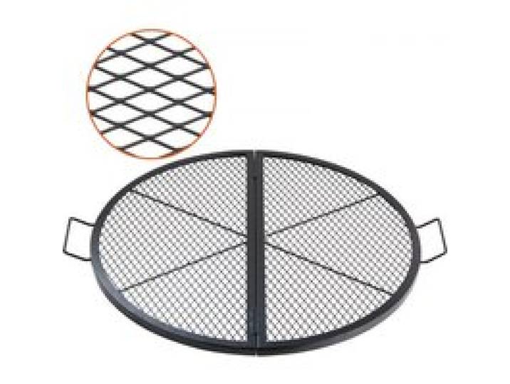VEVOR Φ 910 x 25 mm X-Marks Feuerstellen-Grillrost, Faltbarer Runder Grillrost, Robuster Lagerfeuer-BBQ-Grillrost aus Stahl mit Griff & Stütz-X-Draht, Tragbares Camping-Kochgeschirr, Schwarz