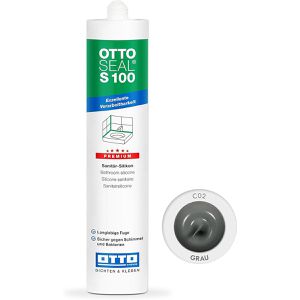 Otto-Chemie Silikon OTTOSEAL S100, grau, Sanitär, Innen- und Außenbereich, 300ml
