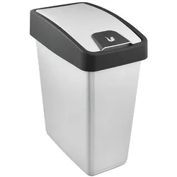 KEEEPER 10L Mülleimer mit Klappdeckel, Silver Magne Collection