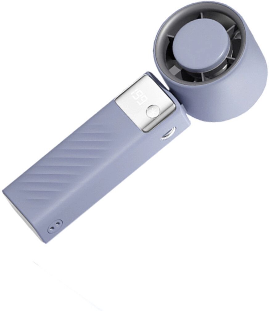 INF Faltbarer thermoelektrischer Mini-Ventilator (ohne Eispackung) — 199 Stufen, digitales Display, USB-C wiederaufladbar, Blau