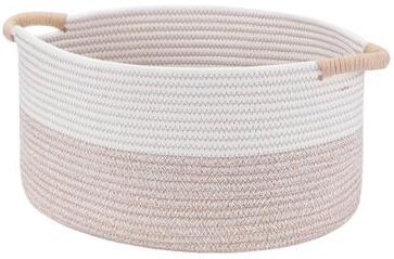 Unique Woven Storage Basket Bin with Handles for Living Room Blankets Clothes