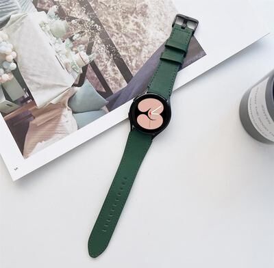 Everyday Crate Samsung Galaxy Watch4 Leather Strap Double Sided Adjustable Replacement Watch Band green