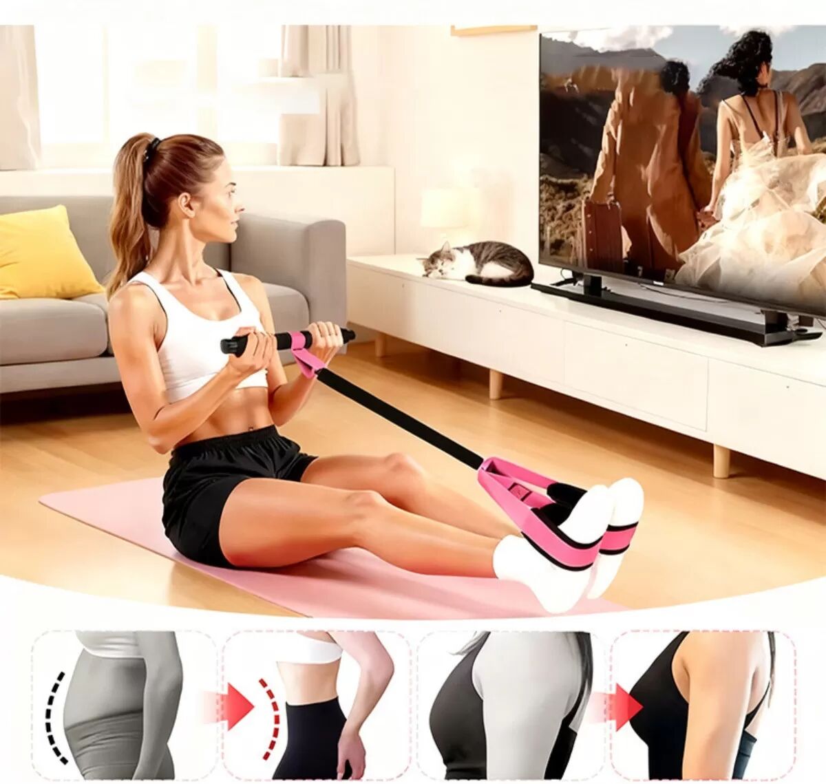INF Bande de résistance pédale 75lb - Entraîneur multifonction pour jambes et abdominaux, Latex + Polyester, Plusieurs couleurs Orange