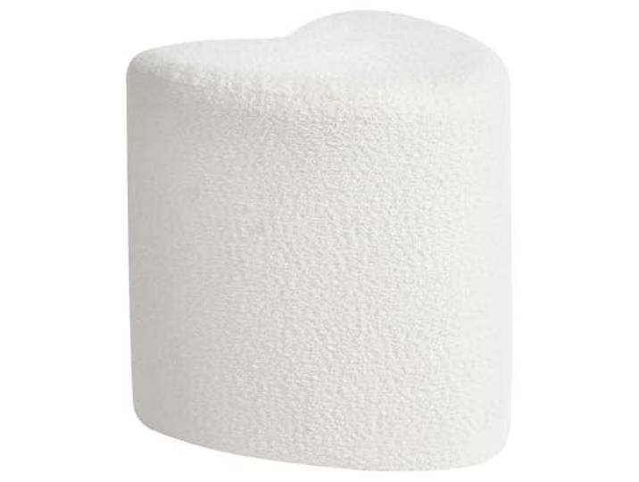Pouf Chenille cremeweiß Herzform Sitzhocker Polsterhocker luxuriös Scotia