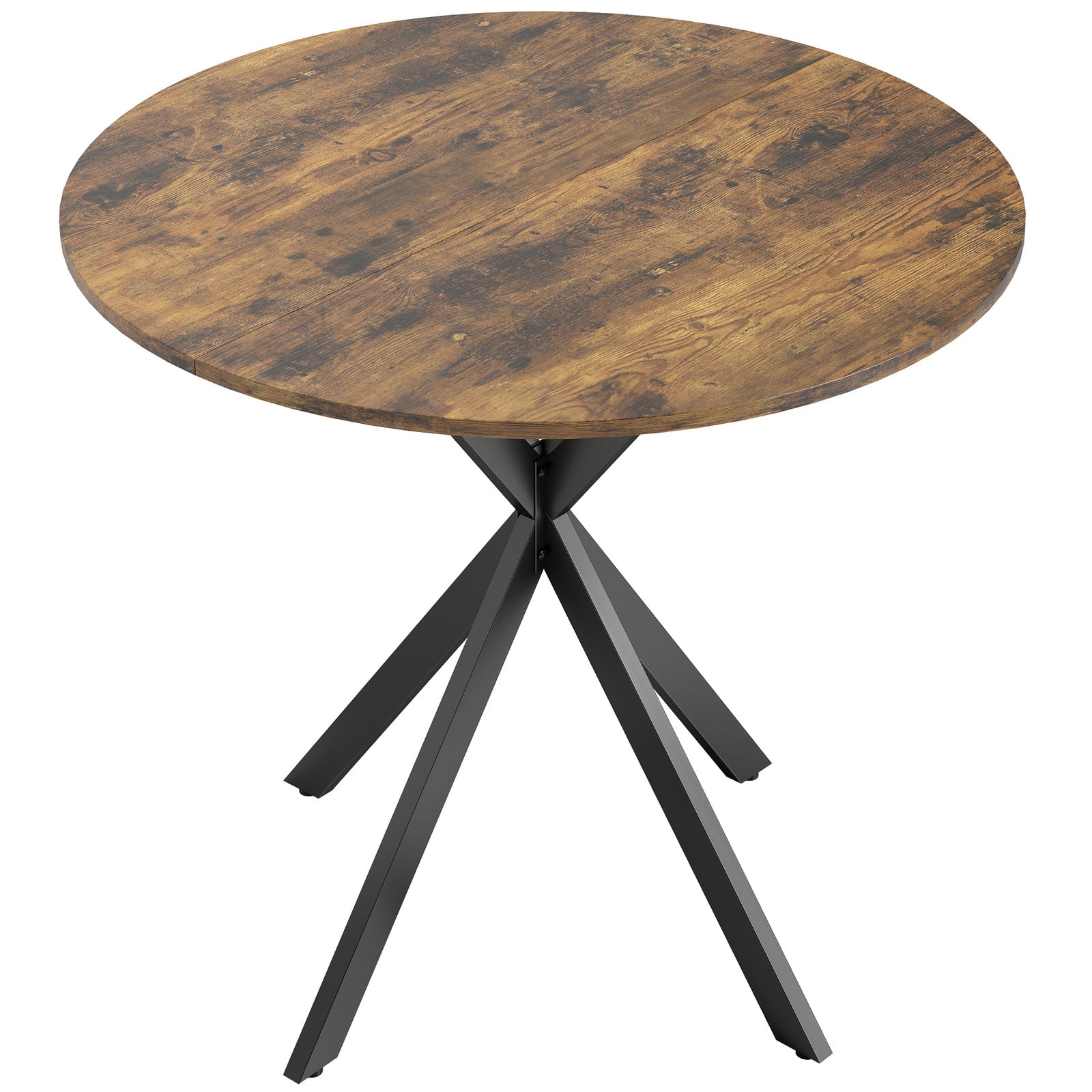 HOMCOM Ronde Eettafel met X-poten in Rustiek Bruin, Ø80 x 75 cm