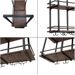 En.Casa, Weinregal, Weinregal Hubro 80x30x85 cm Schwarz/Walnussoptik (80 x 30 x 84.50 cm)
