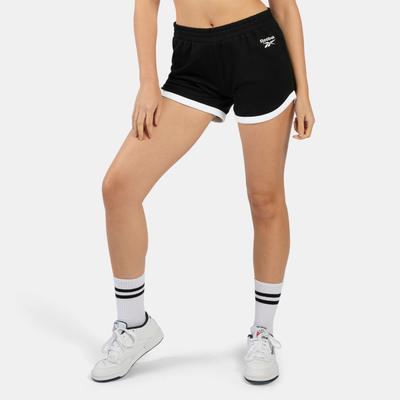 Sweatshorts REEBOK "ID COLORBLOCK SHORTS", Damen, Gr. XS, N-Gr, schwarz-weiß (schwarz), Obermaterial: 100% Baumwolle, Hosen Sweatshorts, aus Baumwolle, für Alltag und Freizeit