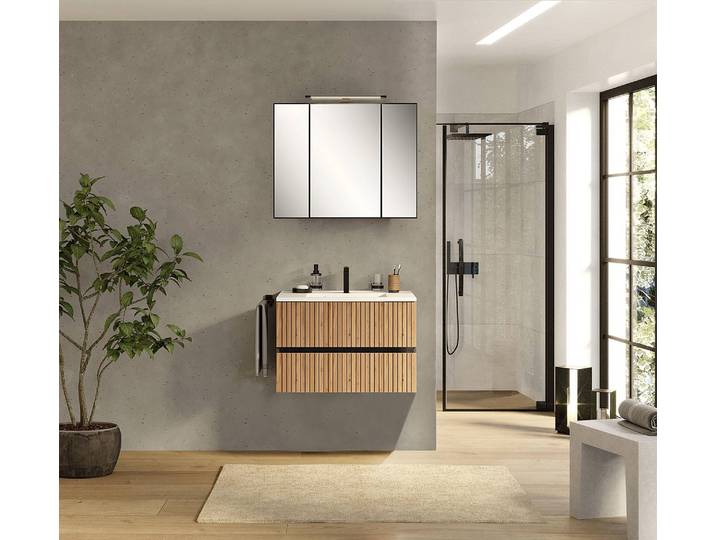 Spiegelschrank mit Beleuchtung 80cm Grau