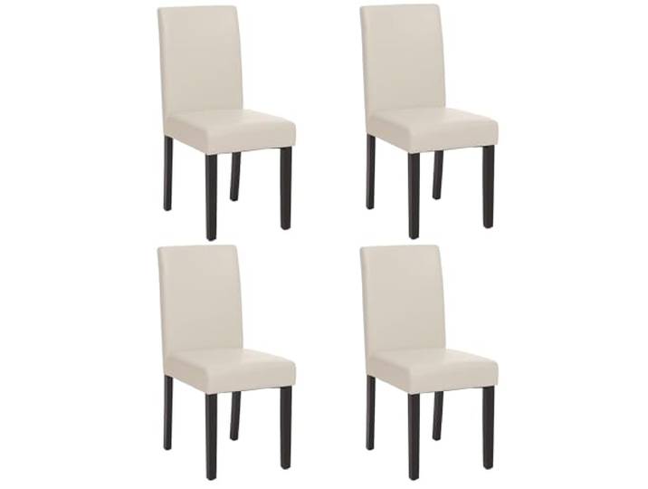CHEFGASTRO 4er-Set Esszimmerstuhl Stuhl Küchenstuhl klassisch und zeitlos HxBxT 90x43x56cm Kunstleder Sitzhöhe 45cm Weiß dunkle Beine