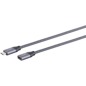 S-Conn USB-Kabel 13-46020, USB 3.1, 1 m, Verlängerungskabel, C Stecker / C Buchse, grau