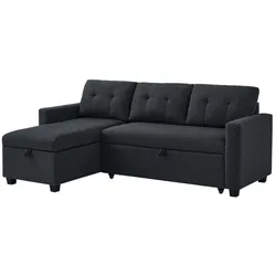 VitaliSpa, Sofa + Bettsofa, Sofa L Form Campina, Anthrazit, 226 x 161 cm (Ecksofa)