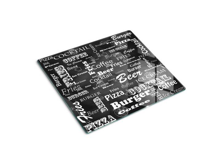 Tulup Glasplatte 60x52 cm Speisekarte des Restaurants, Schwarz, Glas, 60x0.4x52 cm, Küchen, Küchenelektrogeräte, Herde, Herdabdeckplatten