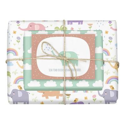 Geschenkpapier-Set für Kinder: Elefanten