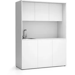 Büroküche NIKA mit Waschbecken und Wasserhahn 1481 x 600 x 2000 mm, weiß, links