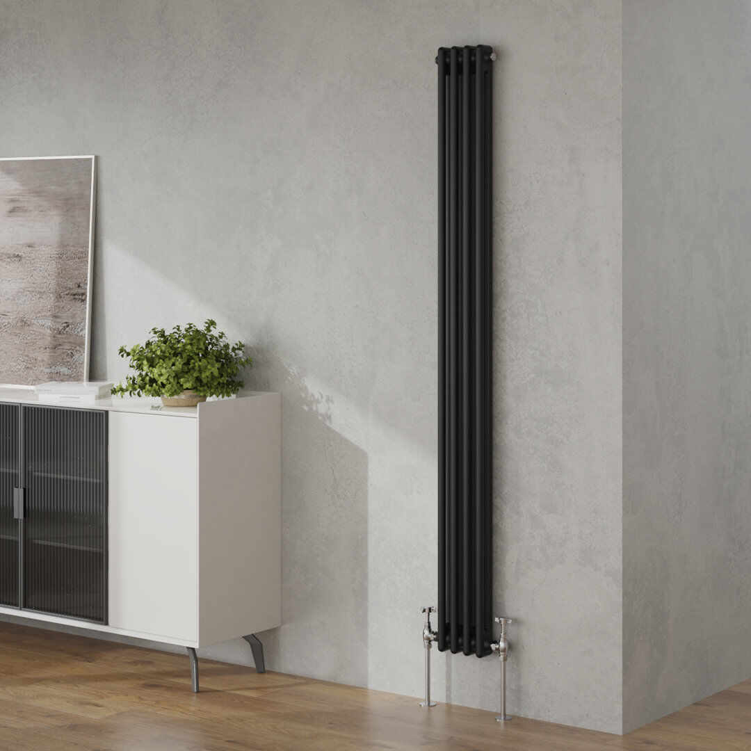 Belfry Heating Brunner Vertical Traditional Column Radiator Black 1800mm H x200mm W x 70mm D