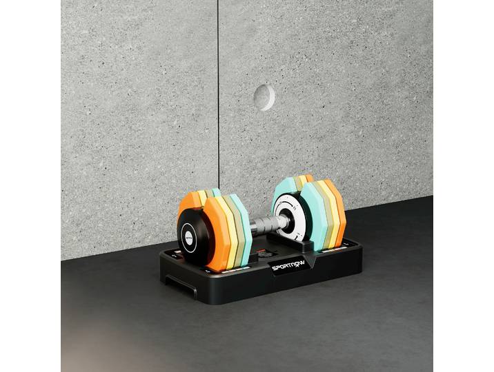 SPORTNOW Haltère Réglable 5-25kg avec Base et Poignée Antidérapante