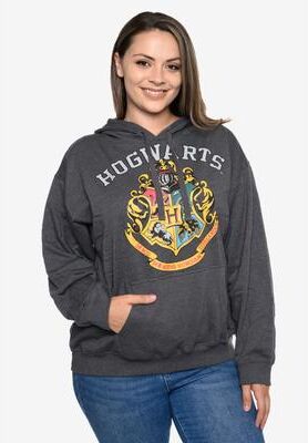 Plus Size Women's Harry Potter Hoodie Sweatshirt Hogwarts Crest Wizards by Harry Potter in Charcoal (Size 1X (14-16))