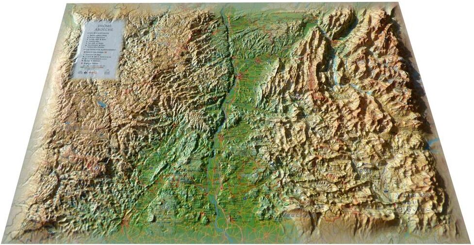 3DMAP  - Drôme-Ardèche + Cadre - Carte 3D