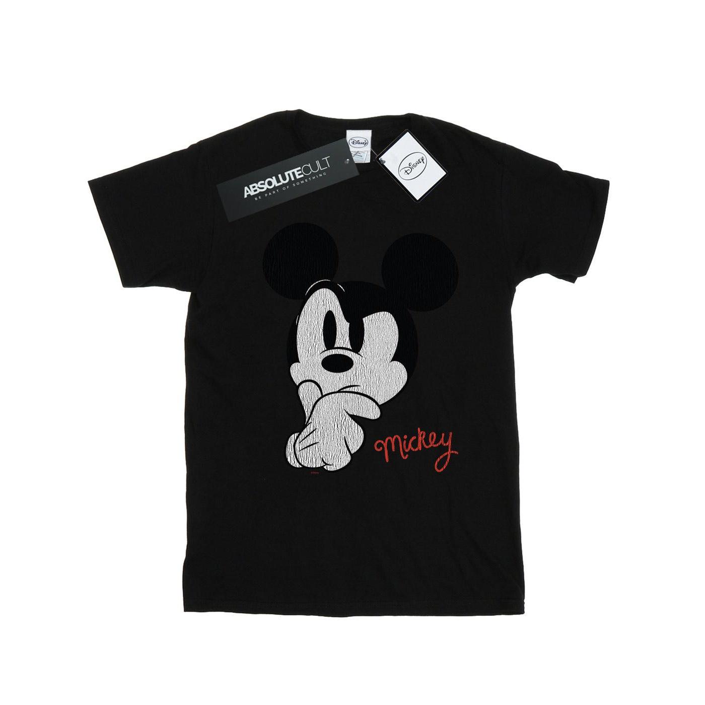 Disney Jongens Mickey Mouse Distressed Ponder T-Shirt (Zwart)