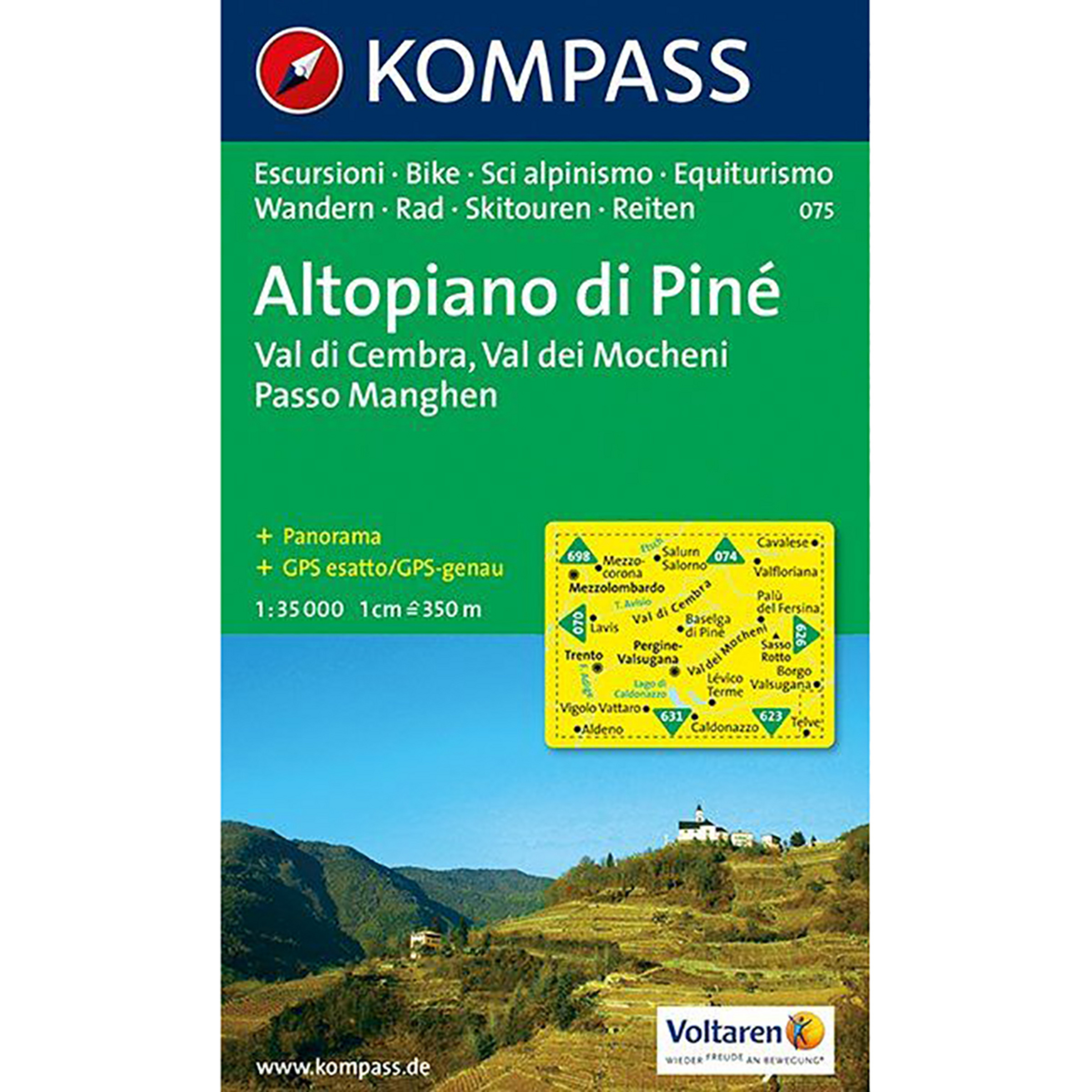 Kompass Verlag WK 075 Altopiano di Piné-Val di Cembra-Moc Topografische Karten