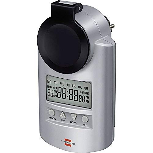 Brennenstuhl Primera-Line DT IP44 Digitale Tijdschakelaar met Stopcontact, Zilver