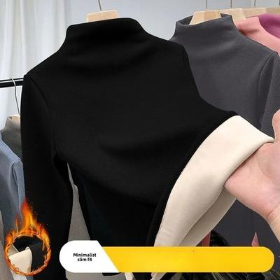 Uplifted Goods Thermal Long Sleeve Top For Women With Half High Collar black xl