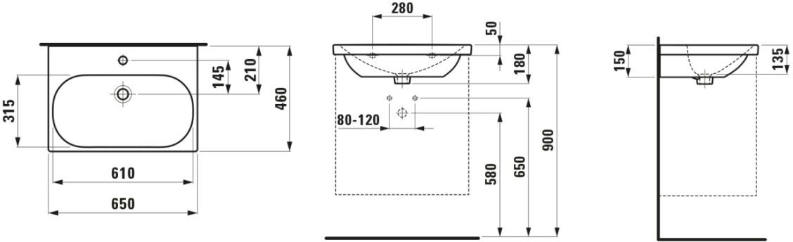 LAUFEN Waschtisch LUA 460x650x180 H8100844001041