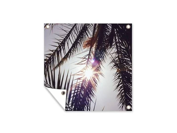 Tuinposter - 200x200 cm - Palmbladeren - Zon - Zomer