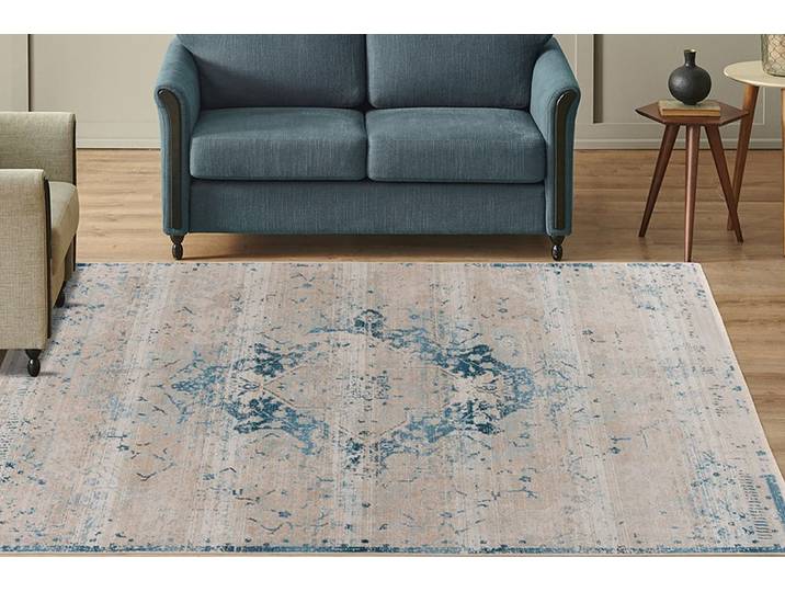 Teppich KAYOOM Dilan 200 , blau, B:80cm H:5mm L:150cm, Polyester, Teppiche, Teppich