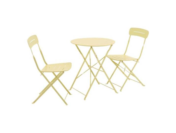 Table de jardin bistrot pliante ronde acier + 2 assises jaune - Balconea
