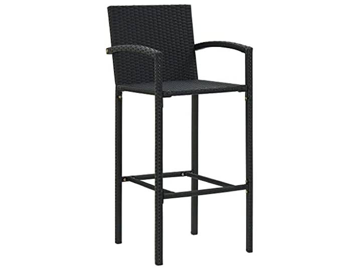 HBBMGYD Barhocker, Schwarz, Kunstharz, geflochten, 2 Stück Polyrattan, pulverbeschichteter Stahlrahmen, Armlehnen, Fußstütze, Innen- und Außenbereich, leicht